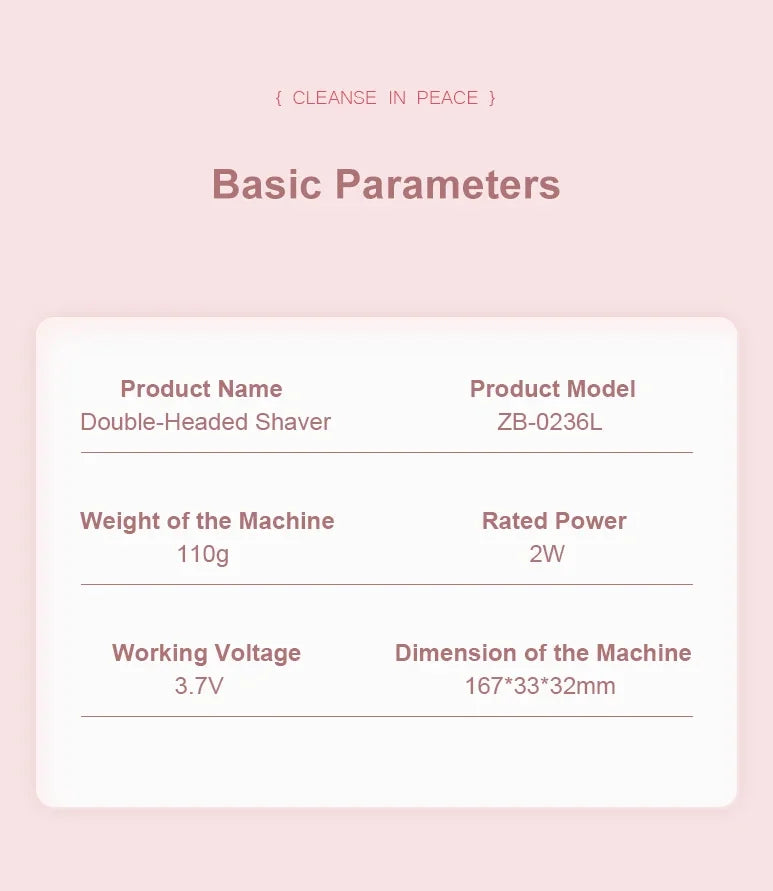 1PC Dual Head Hair Trimmer Women Electric Razors Rechargeable Wet Dry Painless Shaer Machine Hair Remoer For Body Private Areas