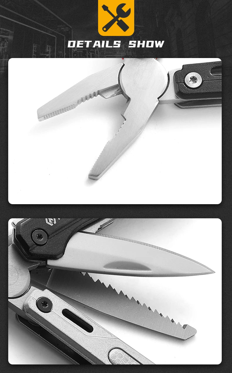 Maarten Multitool, 9-in-1 Stainless Steel Multi Tool Pocket Knife with Screwdriver,  Multitool Pliers, Survival Equipment