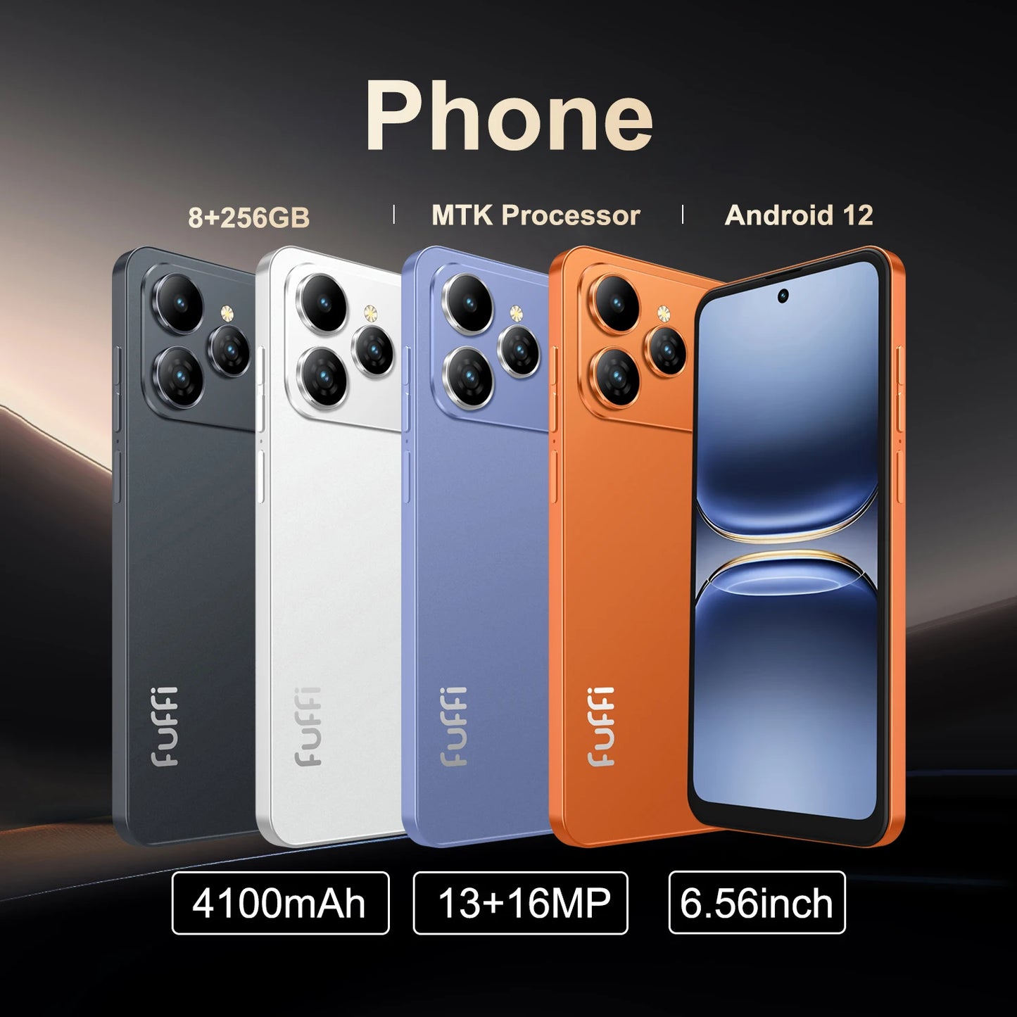 Smartphone Android,6.56 inch,8+256GB ROM,4G Network,Mobile phones,Dual SIM,13+16MP Camera,Cellphones