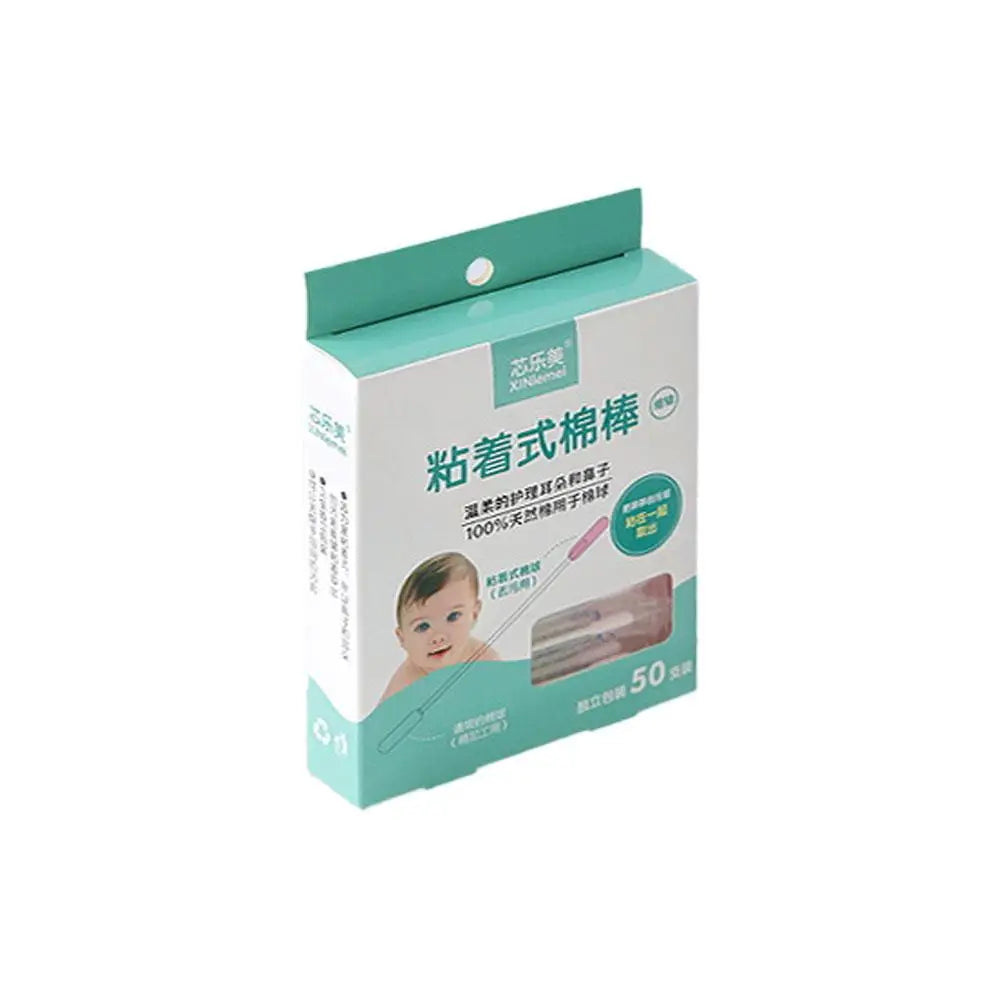 Sticks Cotton 50PCS Organic Baby Cotton Swabs Paper Buds for Baby Ear Nose Clean Ultra Safe Hypo-allergenic Biodegradable