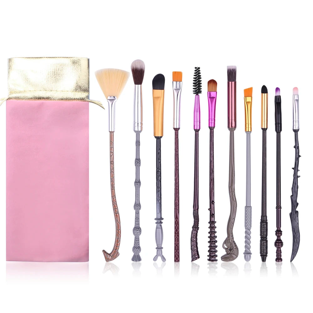 11pcs Harry Potter Series Wand Makeup Brush Set Vintage Metal Makeup Brush Eyeshadow Brush Birthday Party Gift Professional Eye