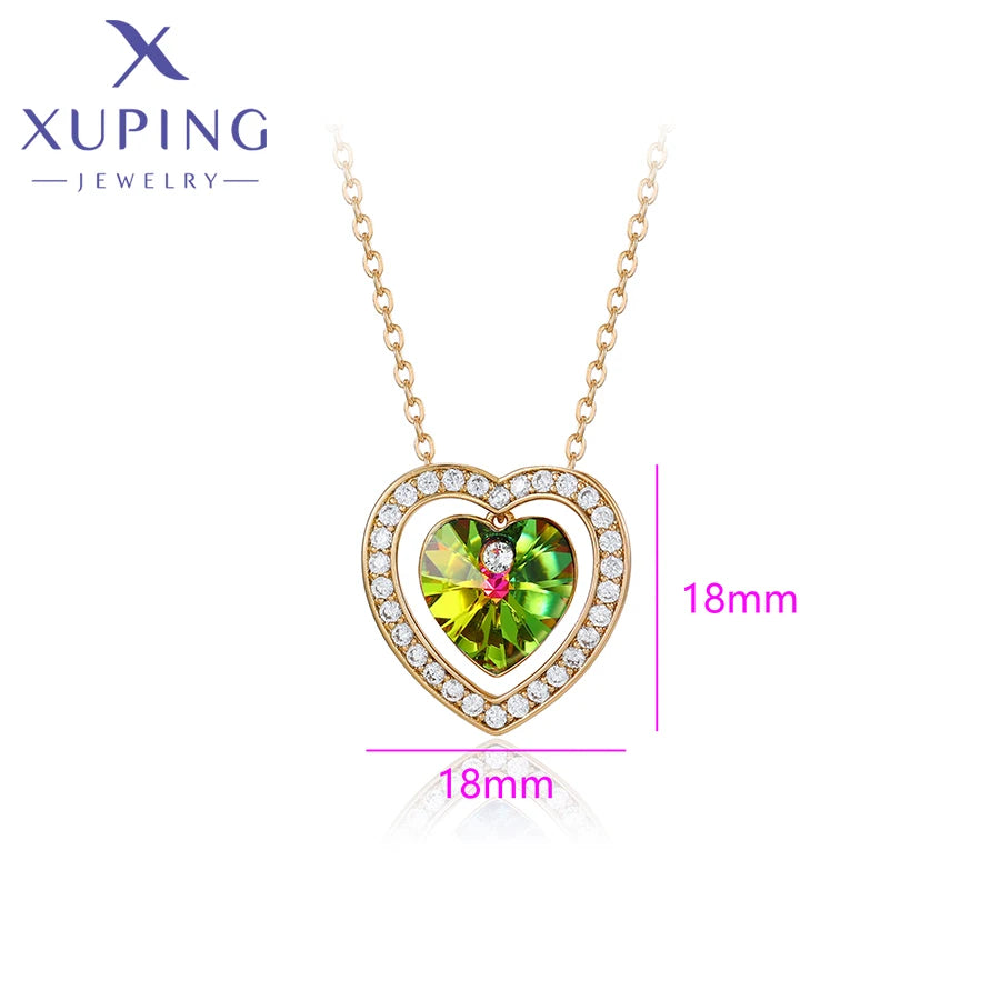Xuping Jewelry Charm Romantic Gold Color Heart Shape Crystal Pendant Necklace A00490622
