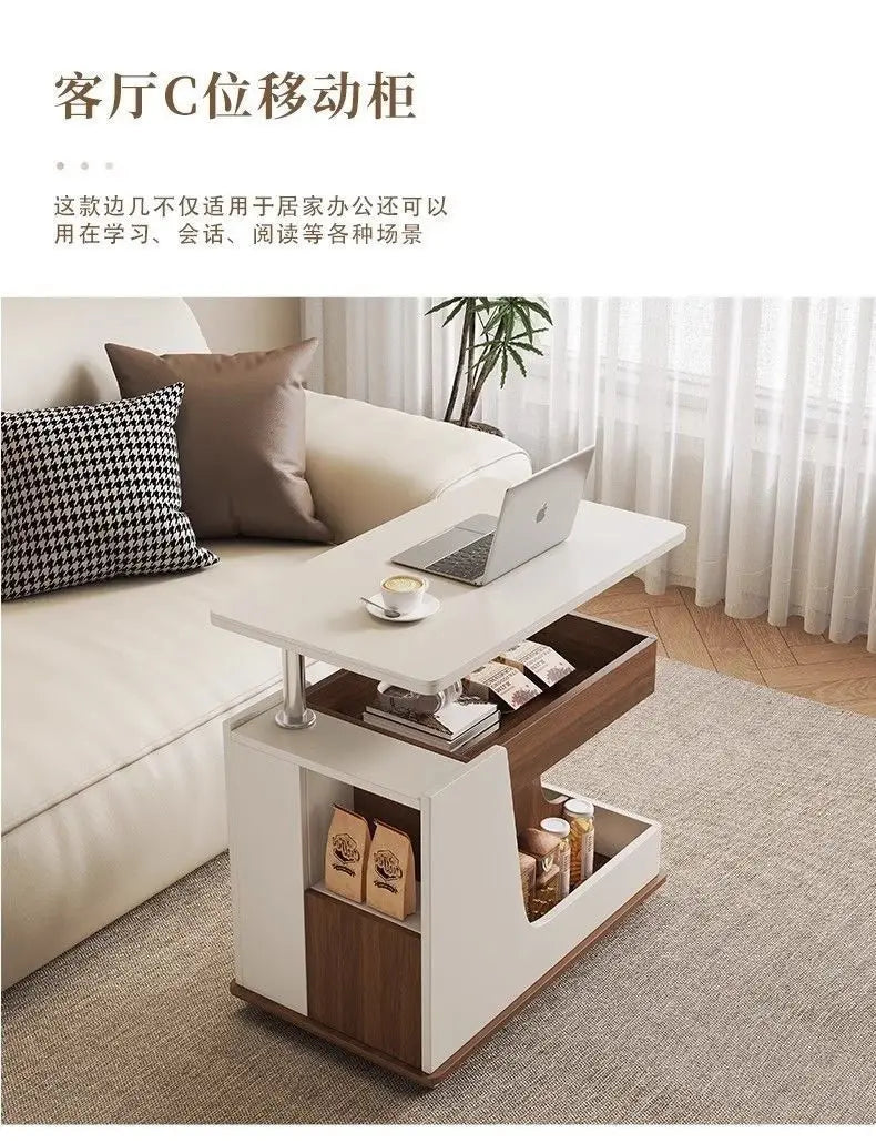 Solid Wood High-End Bedroom Furniture Luxury Modern Slate Multifunctional Side Cabinet Sofa Trolley Lift Capabilities Accessible
