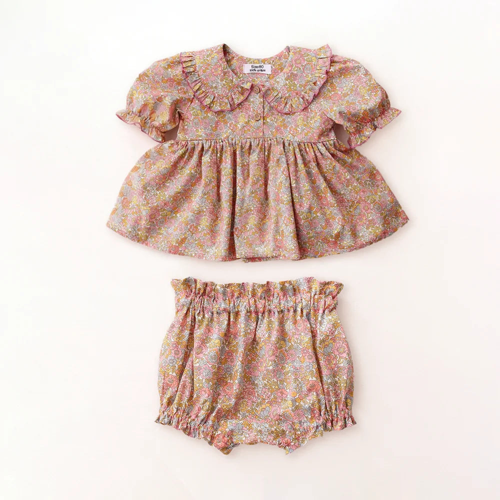 2Pcs Baby Girl Clothing Sets Summer Cotton Infant Baby Girl Outfits Blouse + Bottom Toddler Girl Clothes