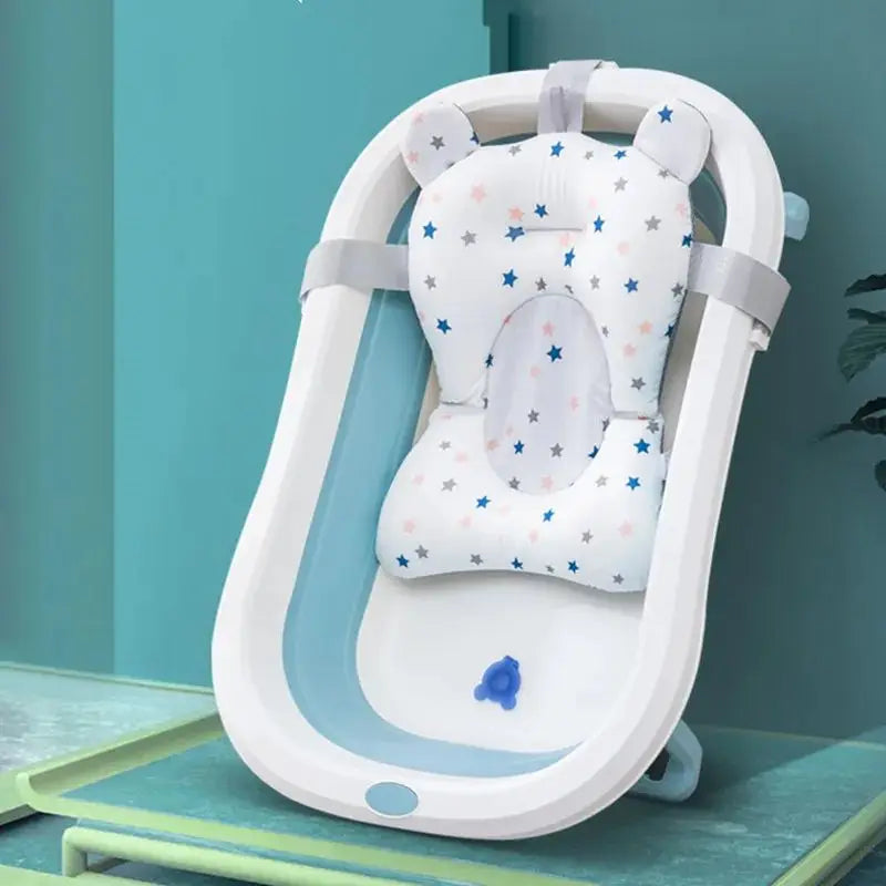 Baby Shower Bath Tub Pad Non-Slip Newborn Bathtub Mat Safety Nursing Foldable Support Comfort Body Cushion Mat Pillow Cartoon