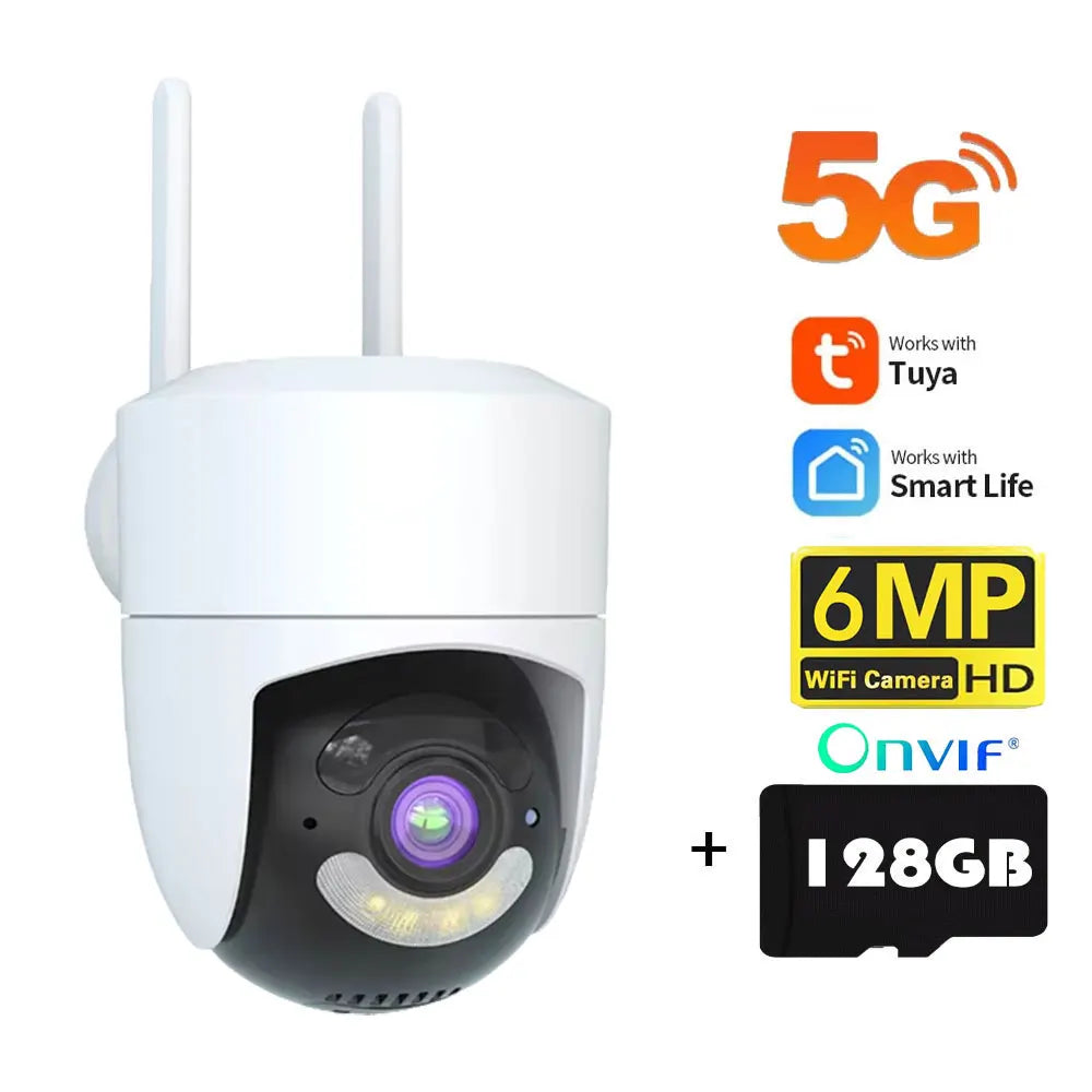 6MP Tuya Smart 5G WIFI Camera Outdoor Indoor Security Home PTZ Camera Auto Tracking Color Night Vision Wireless Surveillance Cam