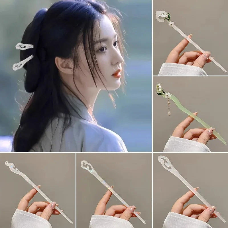 1pc Lily of the Valley Hairpin For Women At the Back of the Head Coiled Hair Hairpin Ancient Style Jade Hairpin Cheongsam Hanfu