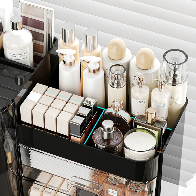 Cosmetics storage box desk dresser large capacity skin care lipstick lotion drawer dustproof storage rack
