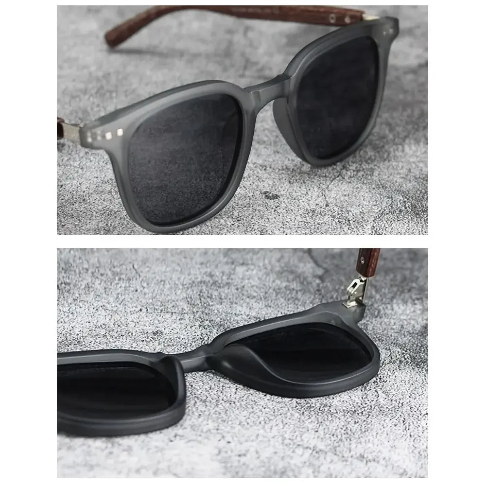 Trendy Retro Wood Grain Sunglasses - Polarized UV Protection for Men & Women, Perfect for Cycling & Outdoor Street Photography