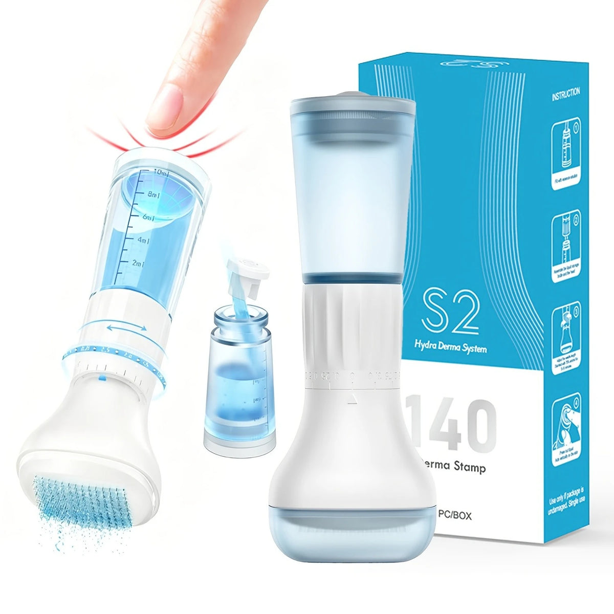 S2-140 Microneedle Scalp Serum Applicator with Reservoir Adjustable Needle Length (0.22mm) All-In-One Scalp Care Stamp