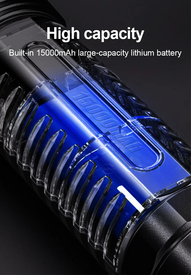 500000LM Ultra Bright LED Flashlight Bult-in Battery Most Powerful Flashlights Tactical Lantern COB Lights Emergency Spotlights