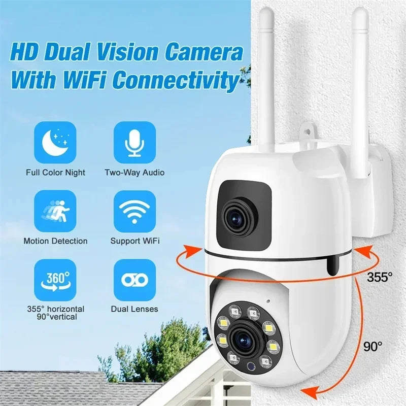 8MP Wifi Camera Dual Lens Security Wireless Outdoor Cameras Two-way Audio Auto Motion Detection Night Vision Home Baby Monitor