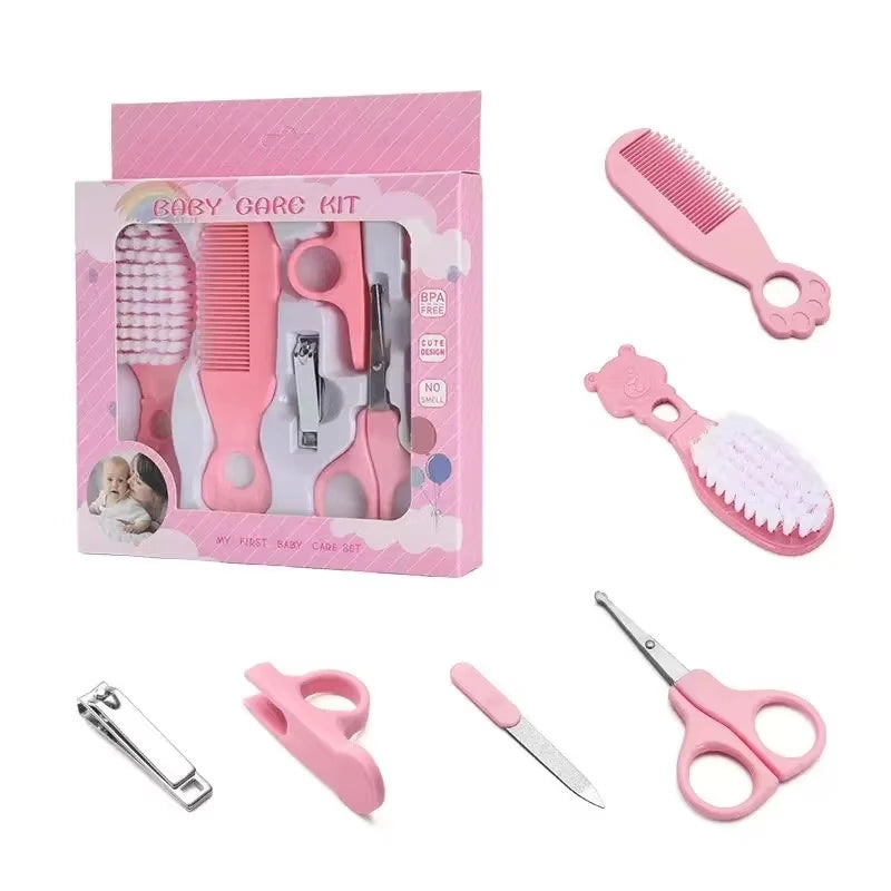 Baby Grooming Kit Baby Care Set BPA Free Cute Design Comb Brush Nail Clippers Scissors Safe Newborn Infant Grooming Tools