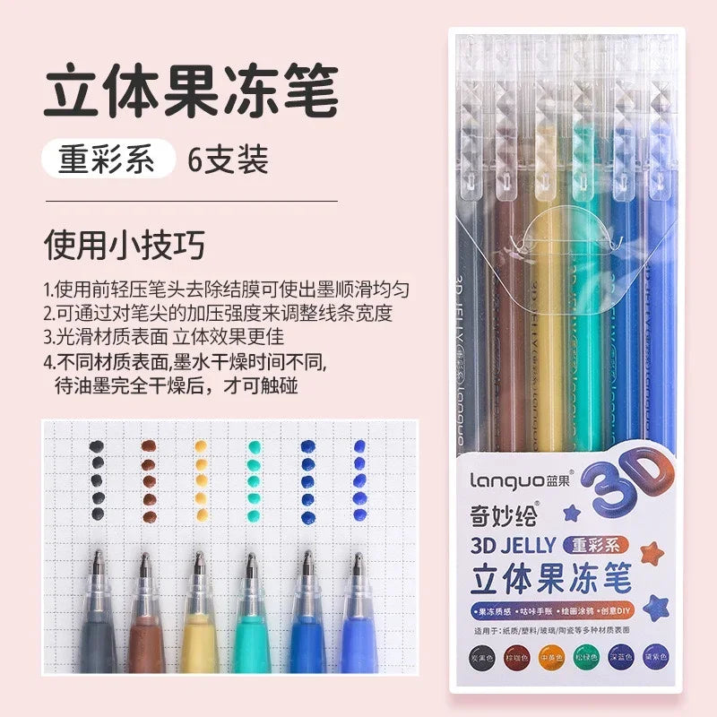 Languo 198/6 PCS Morandi Gel Pen Student Diary Scrapbook Painting DIY Gel Pen Set Coloring Book Drawing Pen School Supplies