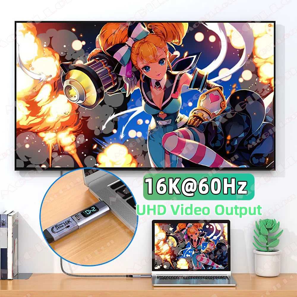 USB4.0 80Gbps 240W Thunderbolt 5 Magnetic Adapter Type C To USB C Fast Charge Magnet Converter Cable 16K@60Hz 5A Type C Adapter