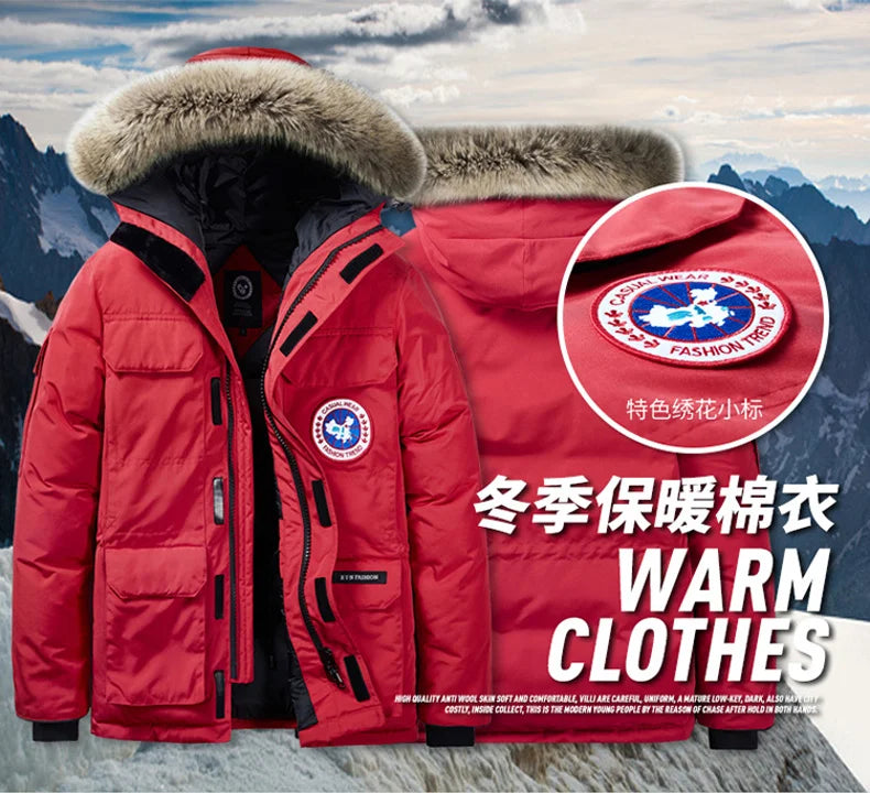 -30 C FIT Plus Thick Velvet Down & Parka coat 6XL 7XL 8XL  winter jacket men waterproof windproof chaquetas hombre