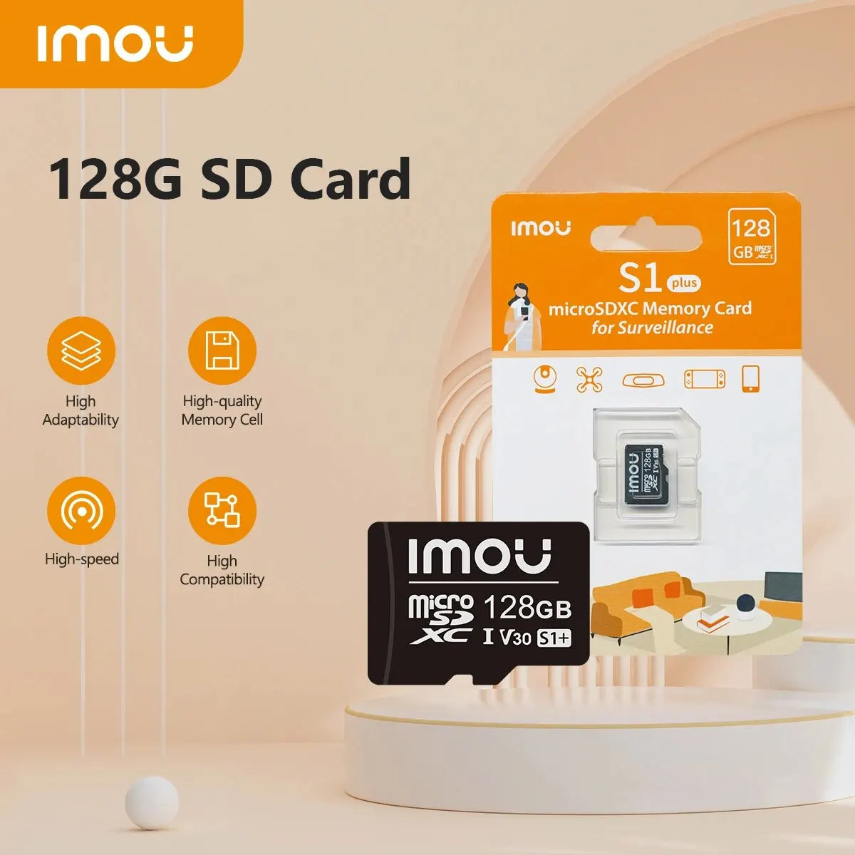 IMOU SD Card High-speed 32G 64G High Adaptability128G 256G High Compatibility Exclusive MicroSDXC Card for Surveillance