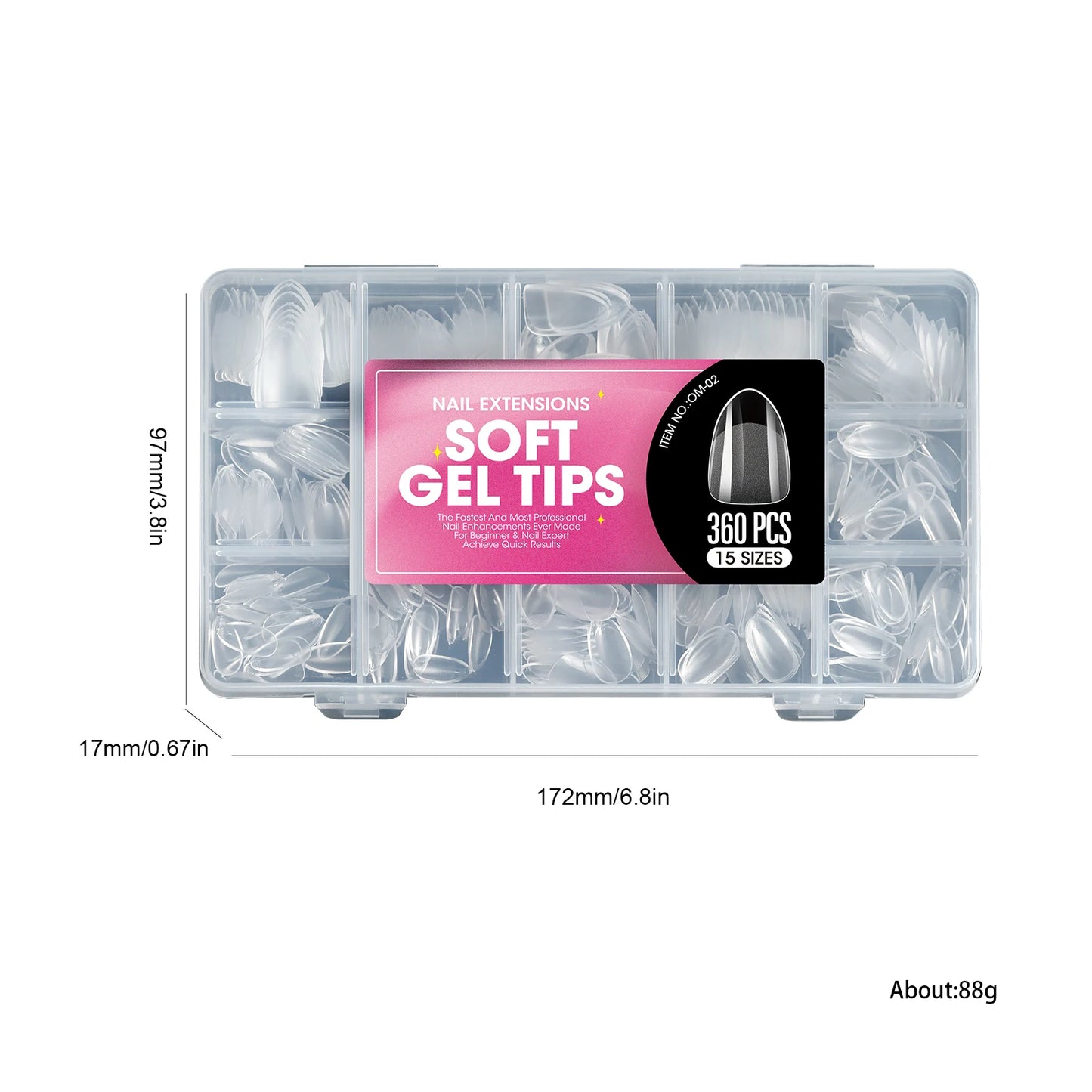 360pcs Soft Gel Nail Tips Semi-Matte Full Cover Almond Coffin Oval False Soak Off Gel Extension Tips Press On Nails Salon Home