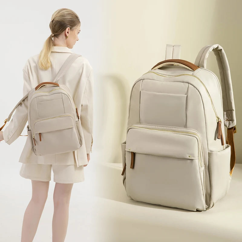 Luxury Laptop Backpacks for Women 15.6" Size Notebook Bag Large Cabin Space Business Travelbag Ladies Bookbags Big Zipper Pocket