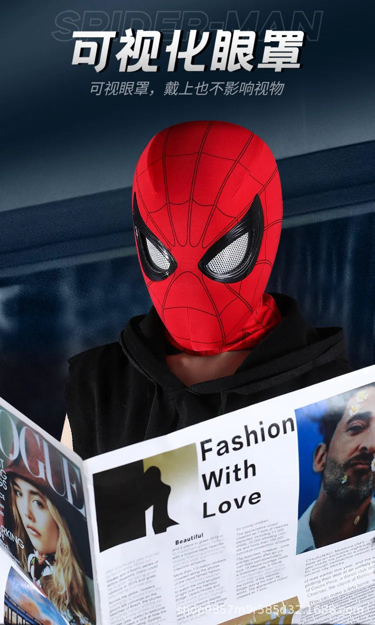 Spiderman Mascara Headgear Cosplay Moving Eyes Electronic Mask Spider Man Remote Control Elastic Toys For Adults Kids Gifts