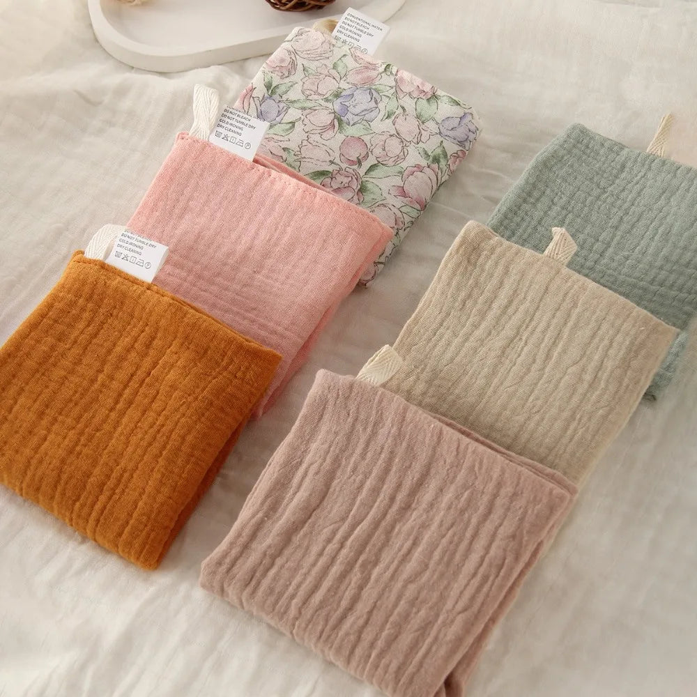 3/5Pcs 6-Layer Pure Cotton Baby Cotton Washcloth Soft Gauze Cotton Newborn Burp Cloth Absorbent Baby Towels Square Towels