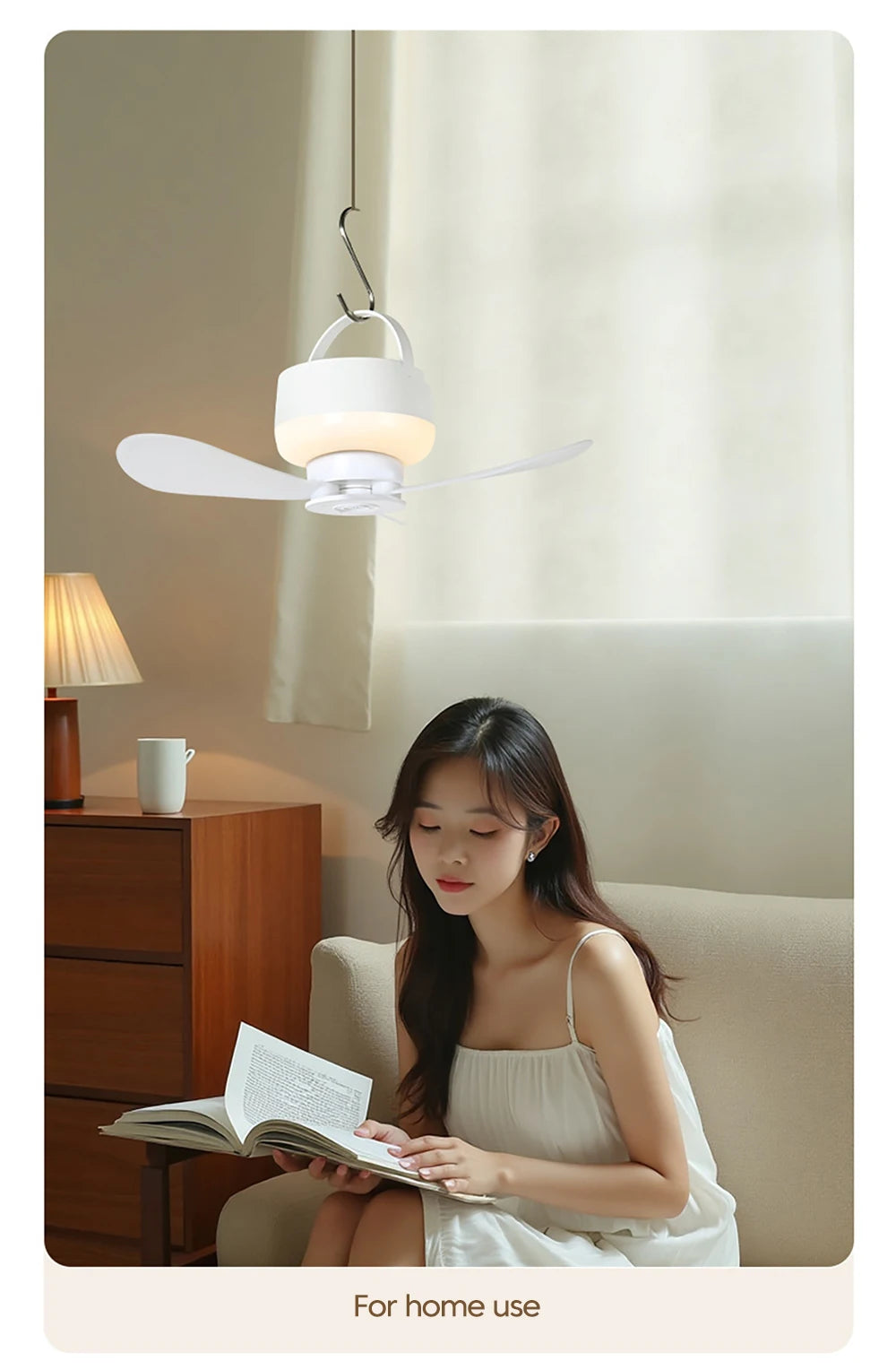 1.5/3M Ceiling Fan With LED Light and Remote Control USB Charging Household Outdoor Camping Tent Student Dormitory Bed Small Fan