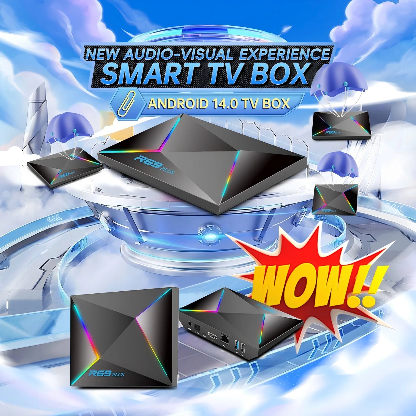 R69 Plus Voice Control TV Box Ultra HD 8K Allwinner H728 Octa Core Support Netflix tv box WIFI 6 Set Top Box