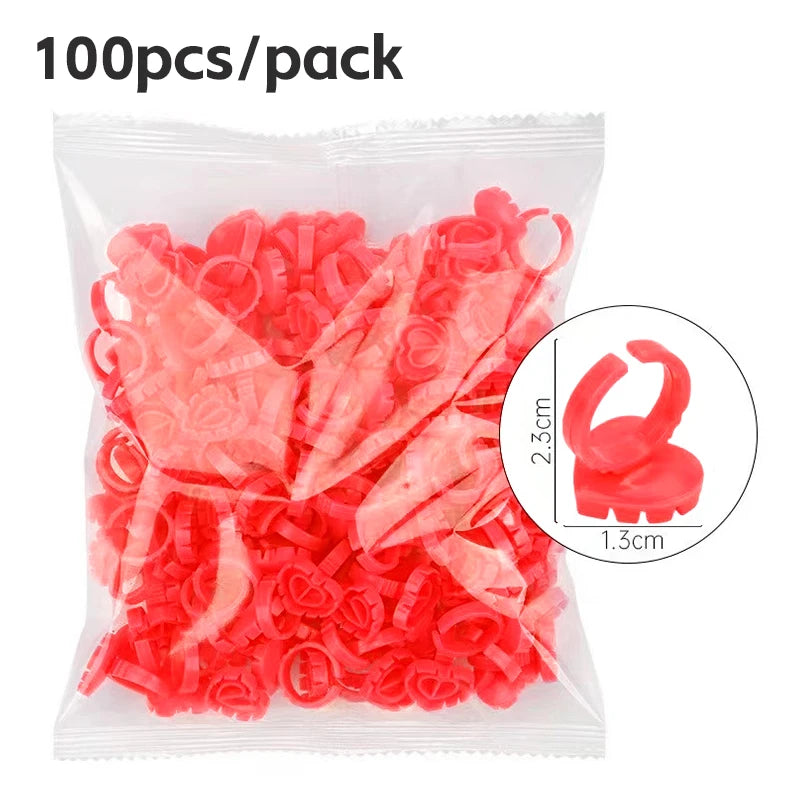 AILEISHI 100Pcs Disposable Eyelash Glue Fan Cup Rings Holder Container Tattoo Pigment Eyelash Extension Tools Lash Supplies