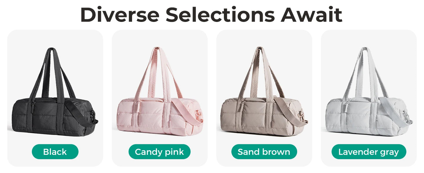 BAGSMART Travel Gym Bag for Women Yoga Mat Duffle Bag with Wet & Dry Pocket Quilted Sports Bag for Weekend Swimming