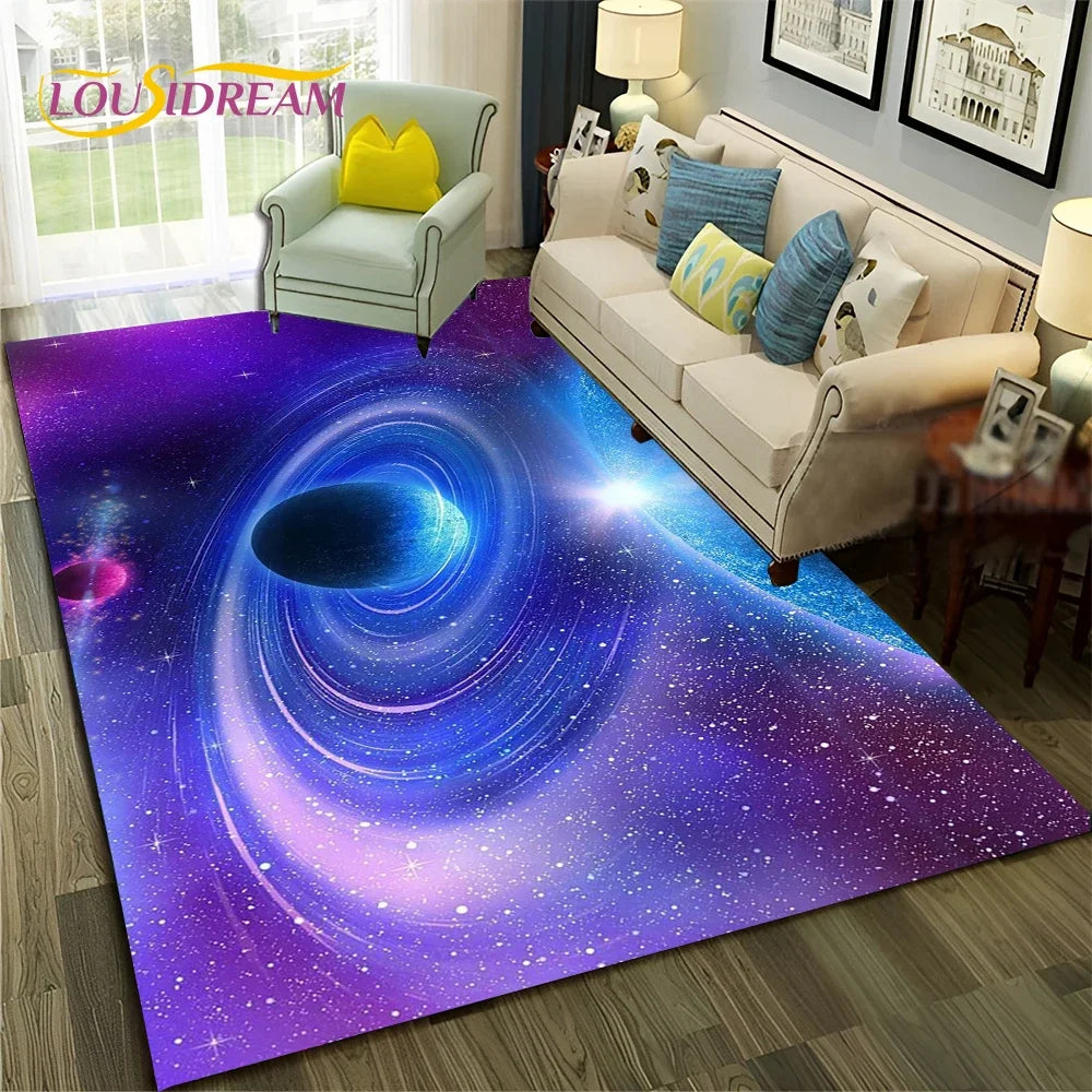 Galaxy Planet Star 3D Universe Space Carpet Rug for Home Living Room Bedroom Sofa Doormat Decor,Kid Area Rug Non-slip Floor Mat