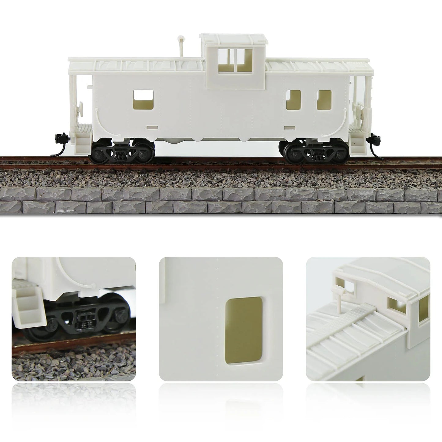 Evemodel 1pc HO Scale 1:87 Blank Unassembled 36' Wide Vision Caboose Model Wagon C8763JJ
