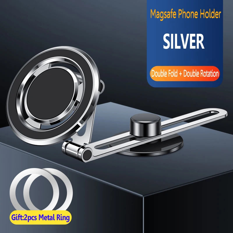 Magnetic Car Phone Holder Adjustable Foldable Telescopic Strong Magnetic GPS Mount Support for IPhone 14 13 12 MagSafe Charger