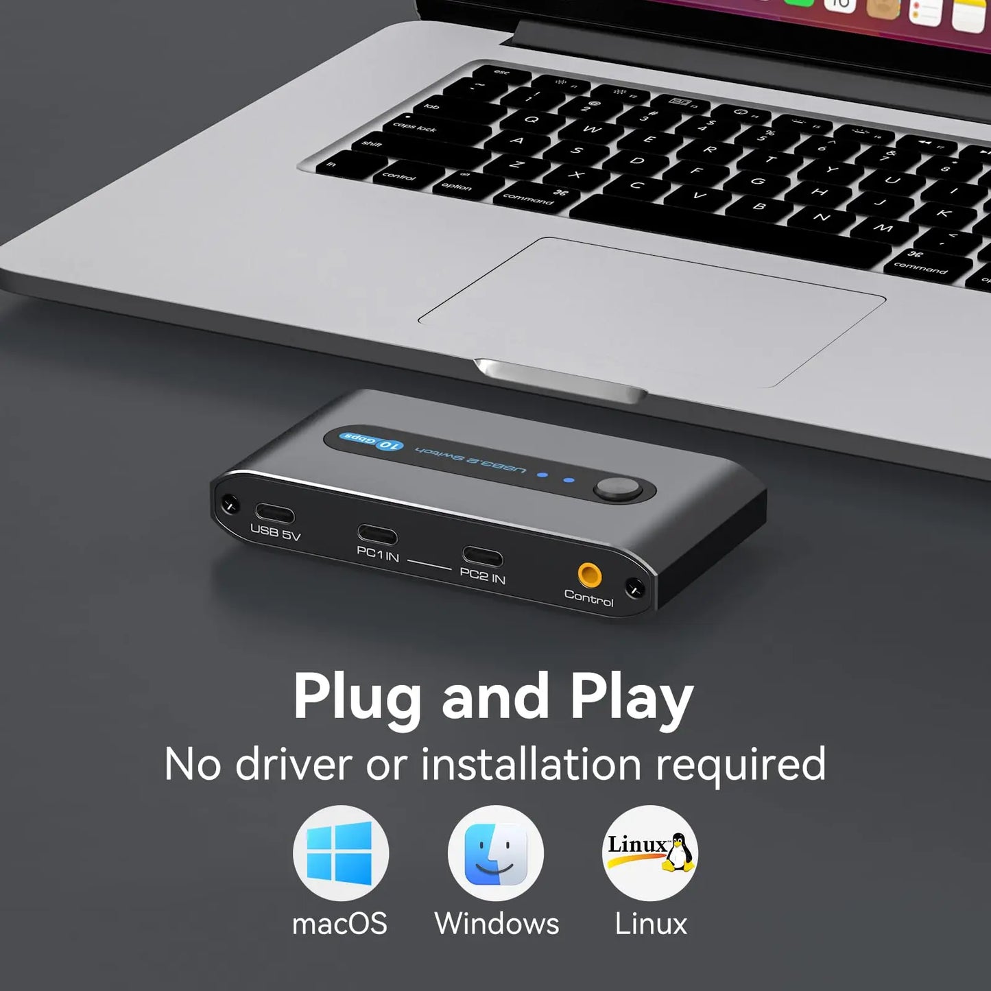 USB C Switch 2 Computers Share USB C & A Devices 10Gbps 4 Port USB 3.2 Switcher 2 PC for PC Laptop Share Keyboard Mouse