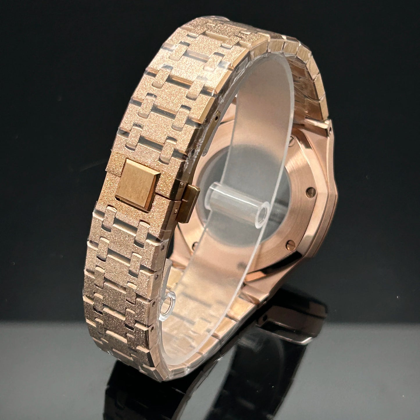 41mm Gold Black Matte Star Sand Steel Case Strap with 31.8mm Watch Dial for Oak NH35 NH36 NH70 Automatic Movement Watch Hands