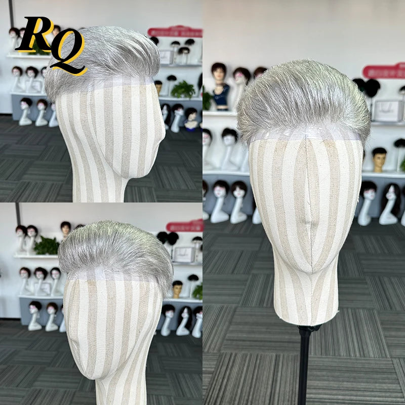 Pre Styled Cut Toupee Men Wig Thin Skin 0.04-0.06 Hair Replacement Systems Ready Wear Human Hair Male Wig Hombre Peruk Capillary