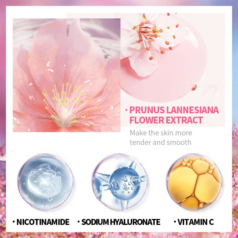 7pcs Sakura Skin Care Set Moisturizing Brightening Sunscreen Cleanser Fine Lines Delay Skin Aging  Nourish Daily Face Care Suit