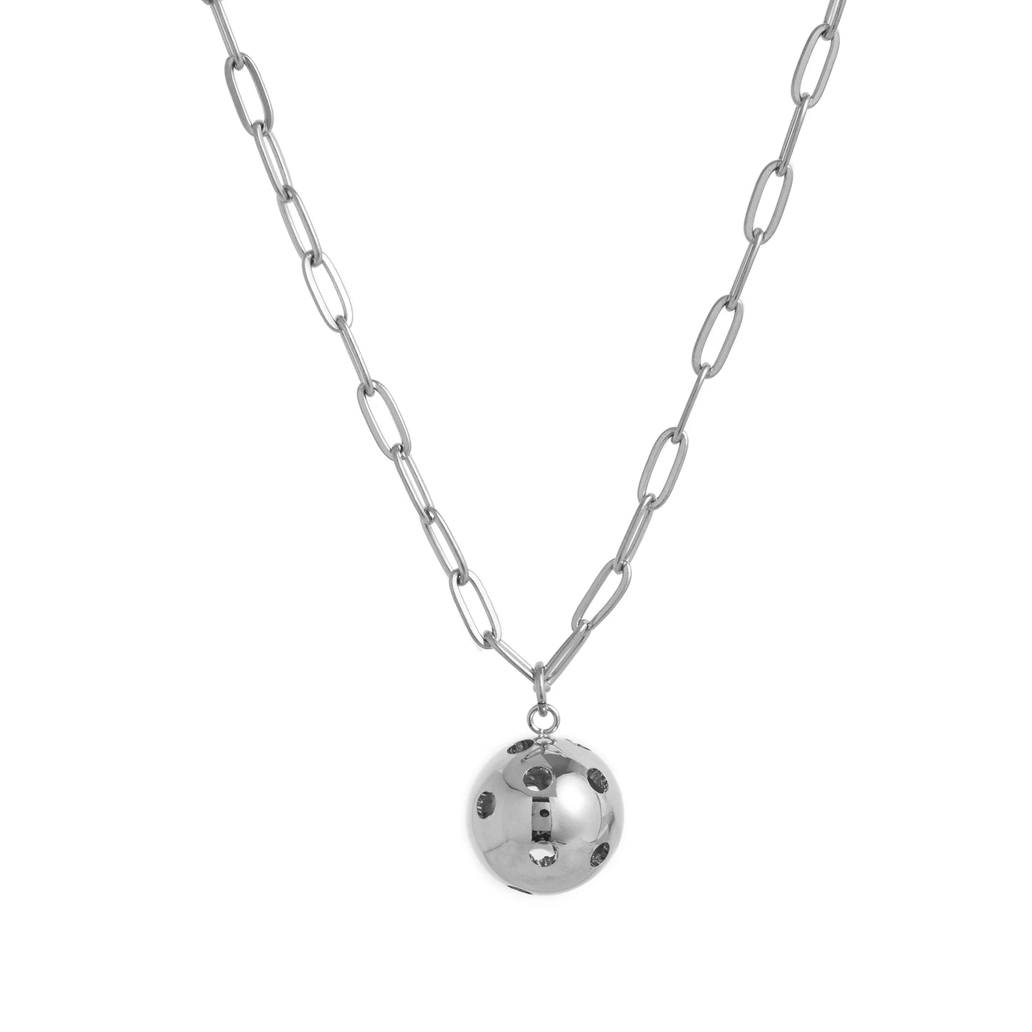 Stainless steel fashionable ball chain, fresh, sweet, trendy sports necklace pendant, gold-plated and color preserving
