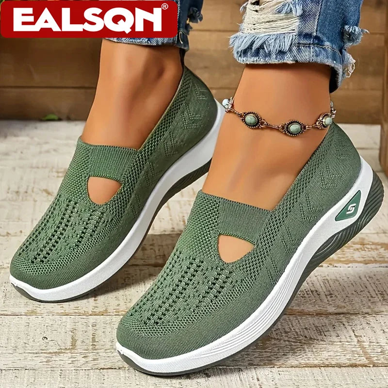 Women's Sneakers Breathable Slip on Walking Shoes Mesh Low Top Ladies Vulcanized shoes Soft Sole Lightweight Casual Shoes