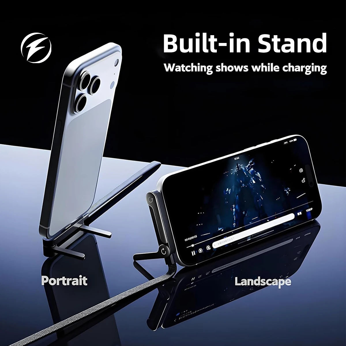 Ankndo 240W Fast Charging Foldable Phone Stand with 360 Rotating Type C Charging Data Cable 2-In-1 Phone Tablet Foldable Holder