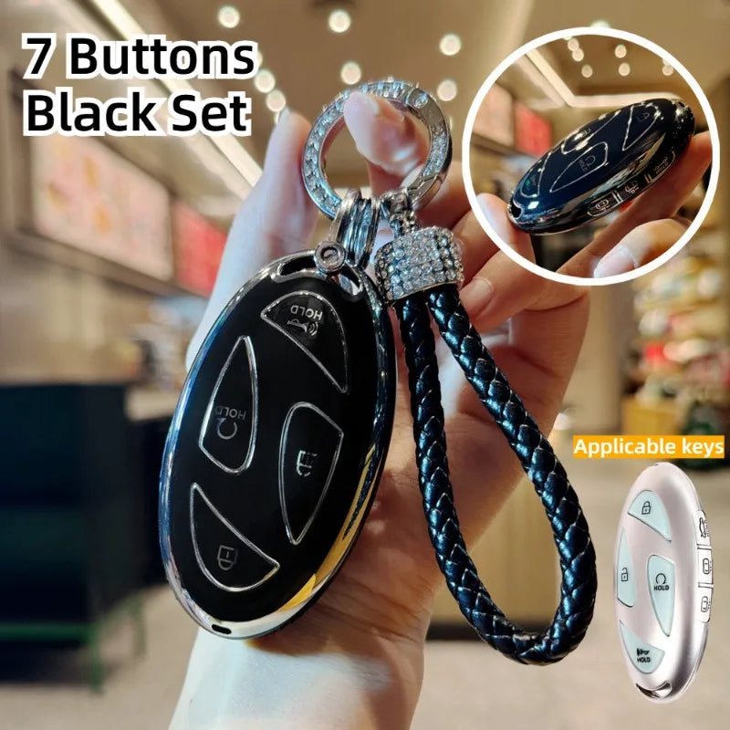 TPU 5/7 Buttons Smart Car Key Case Cover, Fit for HYUNDAI Ioniq 6 Grandeur GN7 KONA 2023-2024, Keyless Auto Accessories