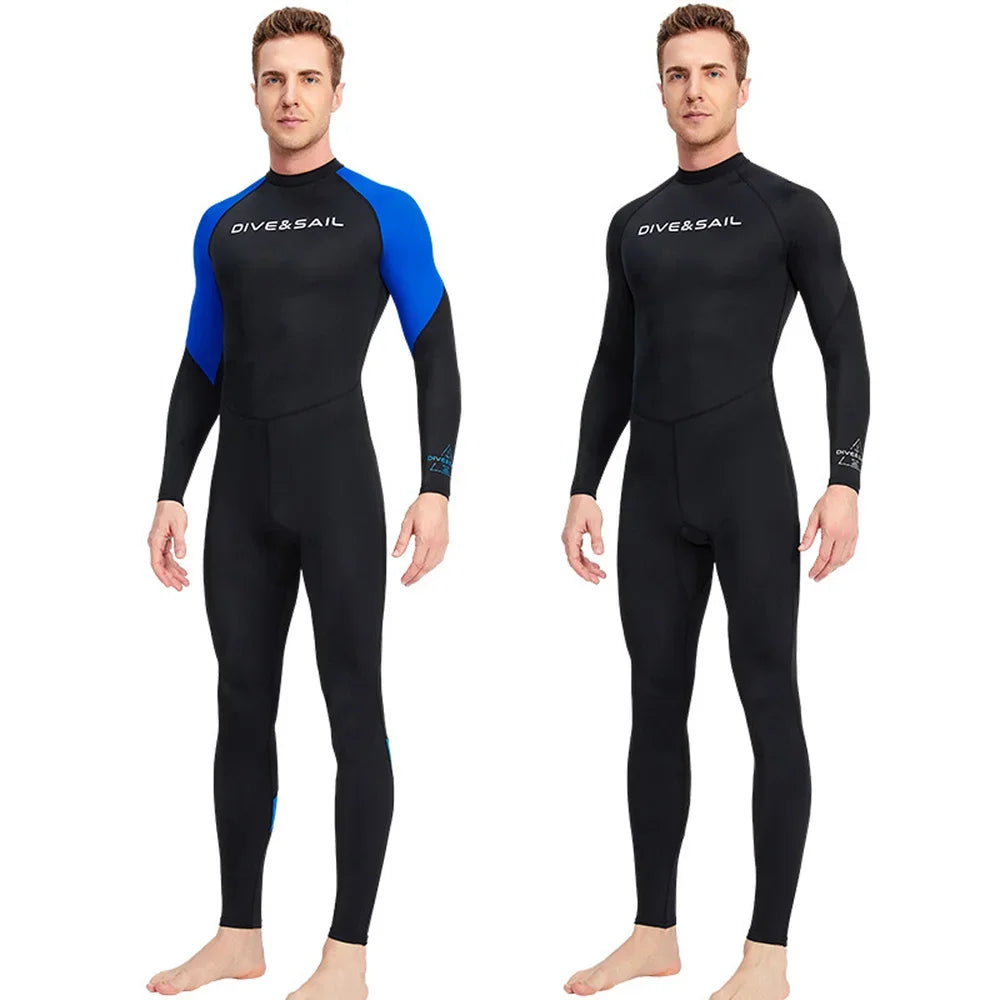 Summer Men's Long-sleeved One-piece Swimsuit Lightweight Breathable Beach Surfing Swimming Sunscreen Quick-drying Clothesdropshi