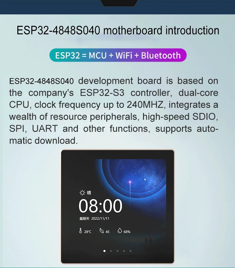 ESP32-S3 Development Board WiFi BT 4 Inch IPS Touch Screen for Arduino LVGL IOT ESP32 86 Box Central Centrol