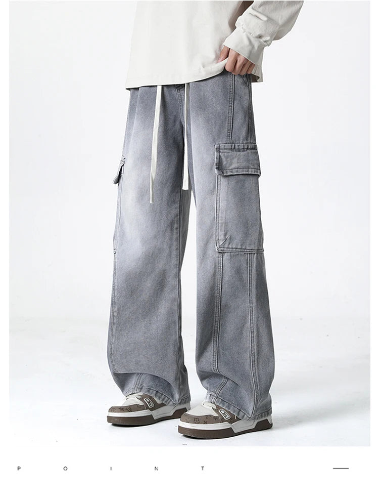 2025 Spring and Summer Men's Jeans Comfortable Versatile Workwear Military Straight Jeans Men's Fashion Trend Classic Style
