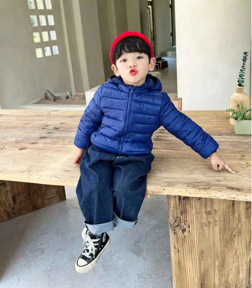 Girls Light Down Cotton Jacket Baby Boys Snowsuit Jackets Autumn Children Clothing 2-8 Years Fashion Kids Hooded Outerwear Coats