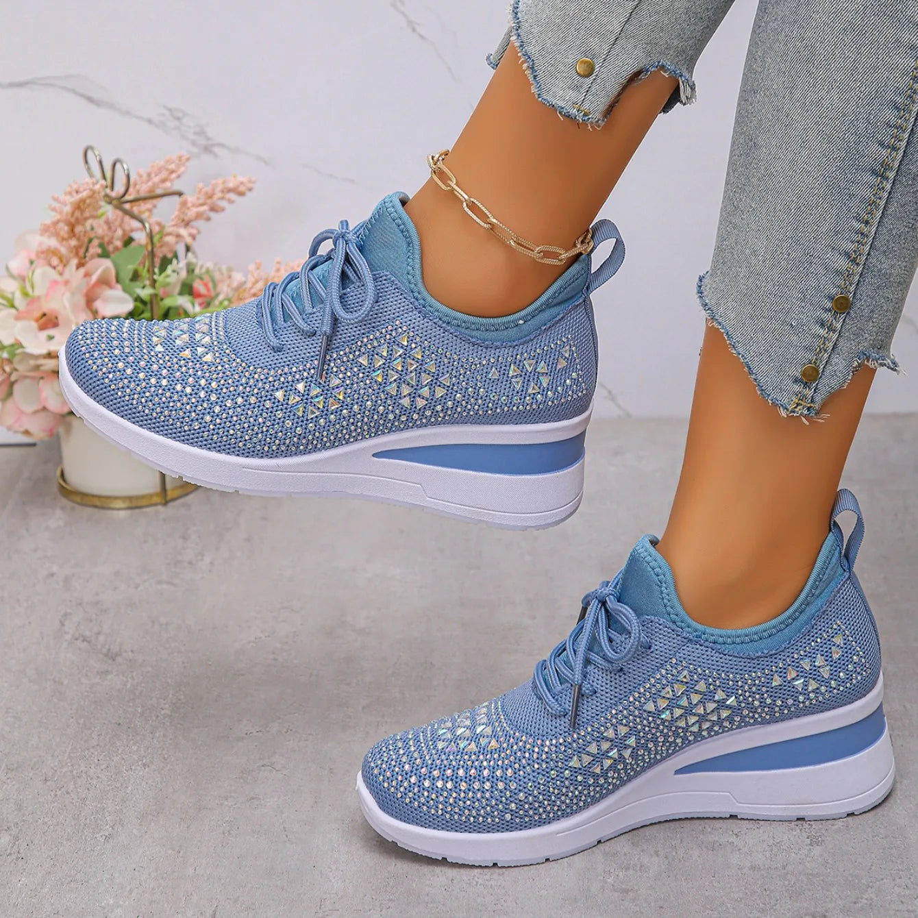 Women Sneakers 2025 New Mesh Outdoor Platform Sneakers Women Wedges Thick Bottom Breathable Casual Tennis Vulcanize Shoes Women
