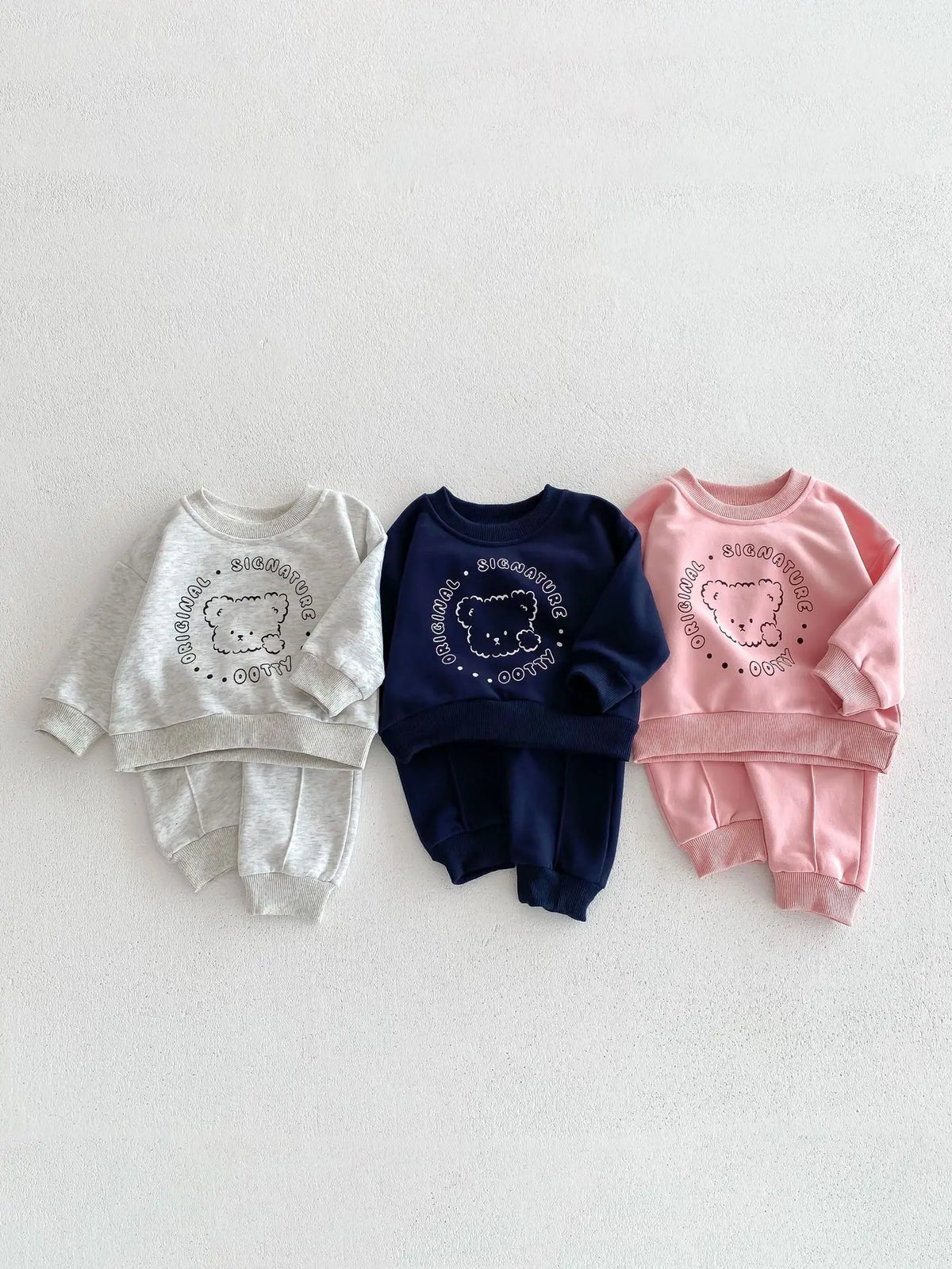 Spring New Baby Clothing Set, Korean Style Cute Bear Two-Piece Outfit for Kids, Long Sleeve Top & Pants Set