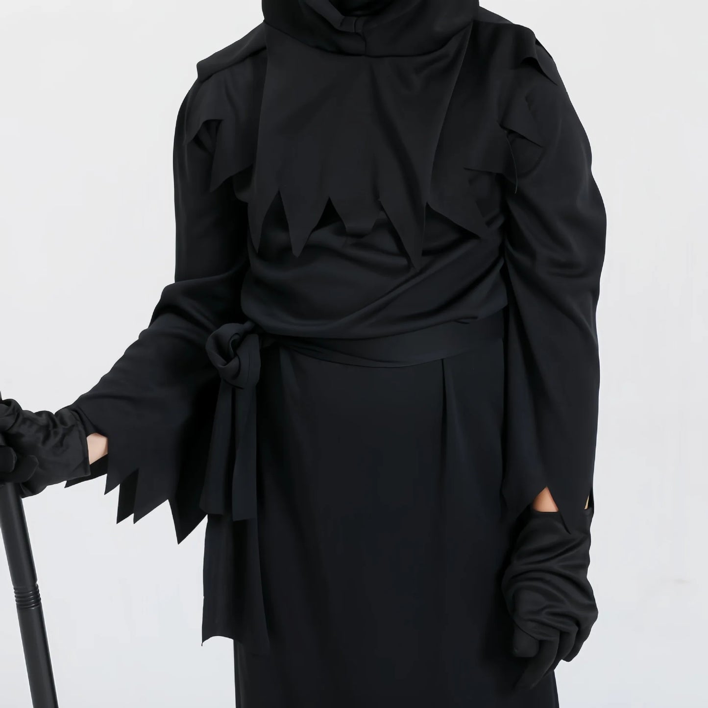 Halloween cosplay costume, Grim Reaper, terrifying skeleton costume, children's glowing red eyes, Grim Reaper ghost robe, sickle