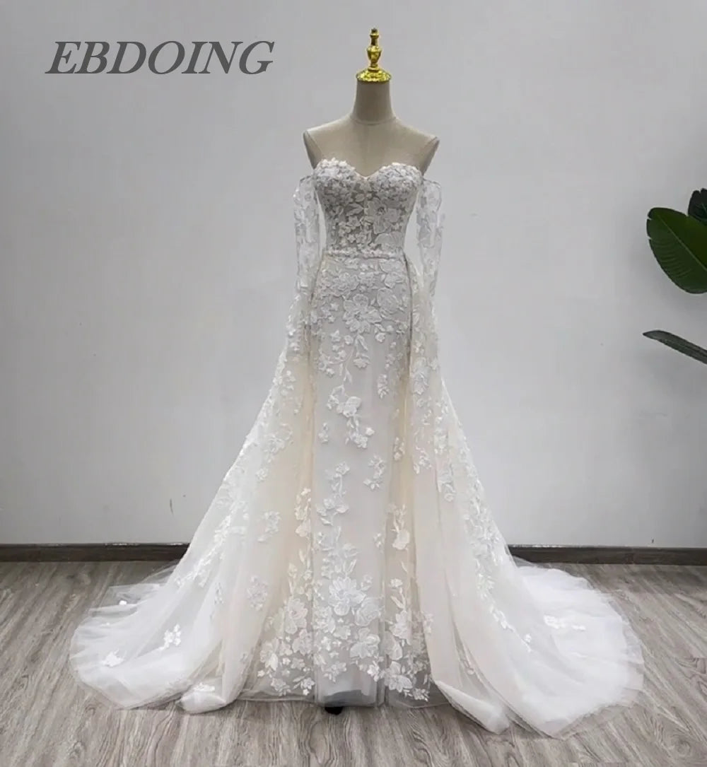 Newest Wedding Dress Mermaid 2 in 1 Sweetheart Neckline With Deta Customized Bride Gowns Vestidos De Novias