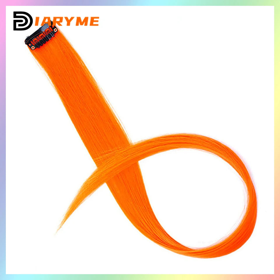 Colorful Hair Extensions Curly One Clip in Synthetic Long Hairpiece For Girls Women Kid Multi-colors Party Highlights Wig Piece