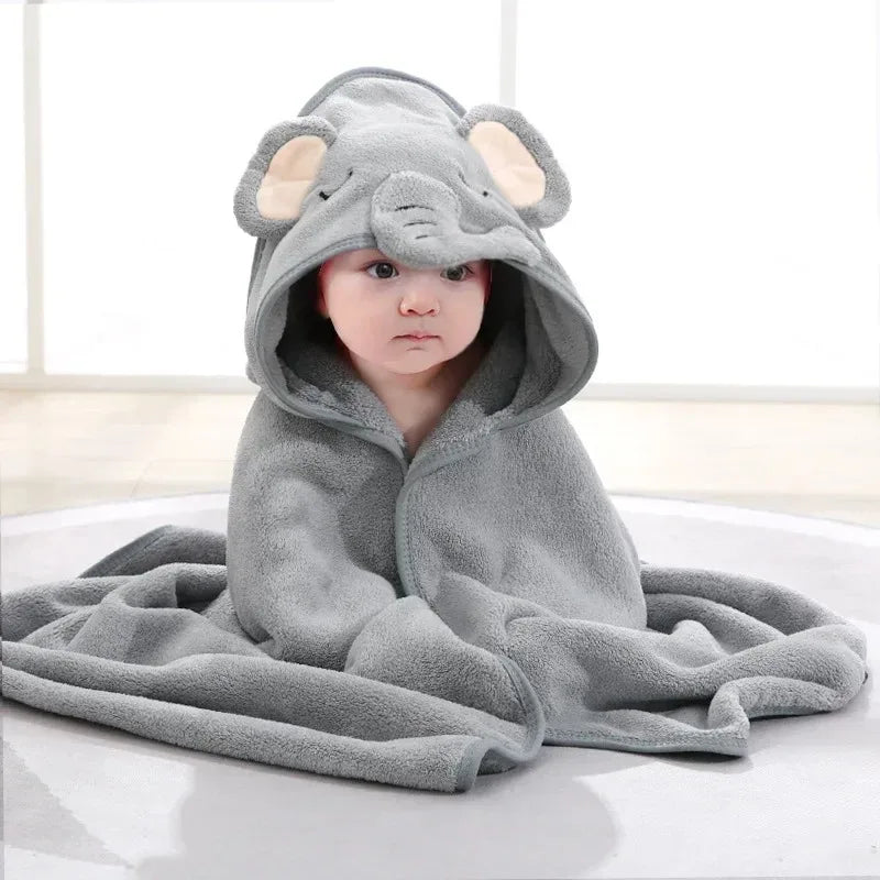 80*80cm/ Cartoon Baby Bath Towel Body Hooded Polyester Fiber Baby Bathrobe Newborn Swaddling Girl and Boy Baby Blanket